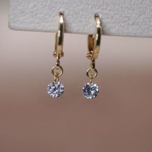 Gold Solitaire Drop Earrings